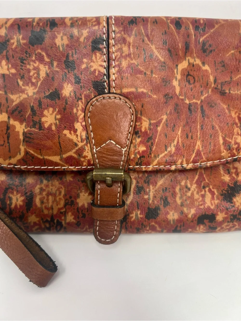 Patricia Nash Italian Leather Floral Blooming Romance Clutch Bag Warm Fall Color
